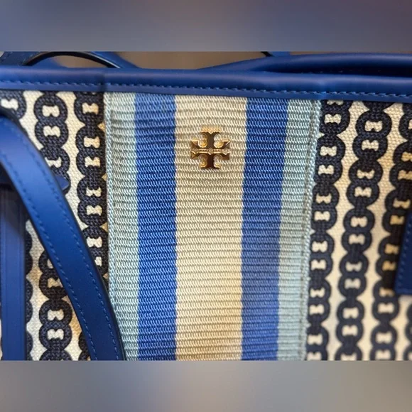 Tory Burch Blue and Cream Women's Tote Bag - Picture 6 of 10